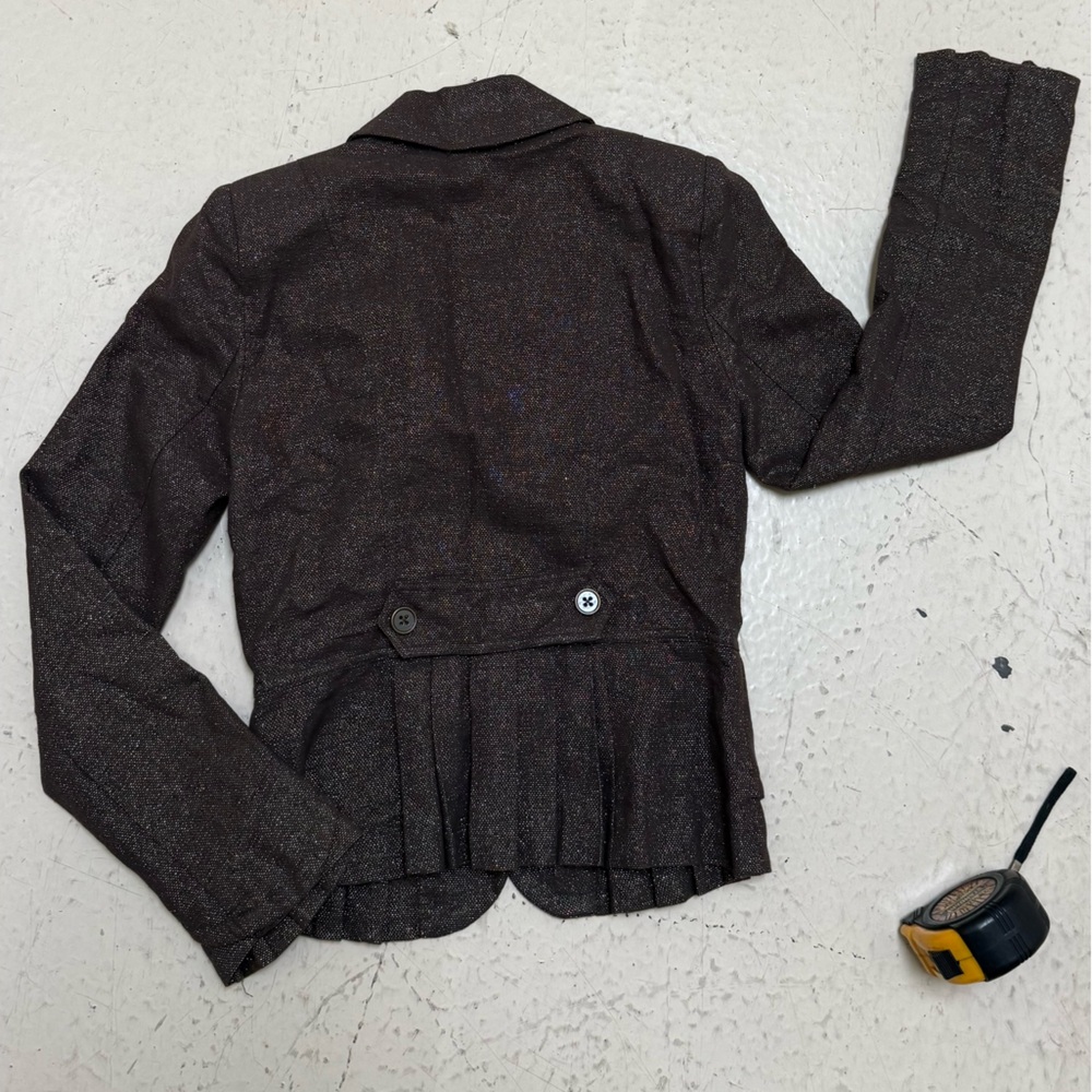 Y2K Rampage Metallic Thread Pleated Ruffle Blazer - Picture 3 of 6